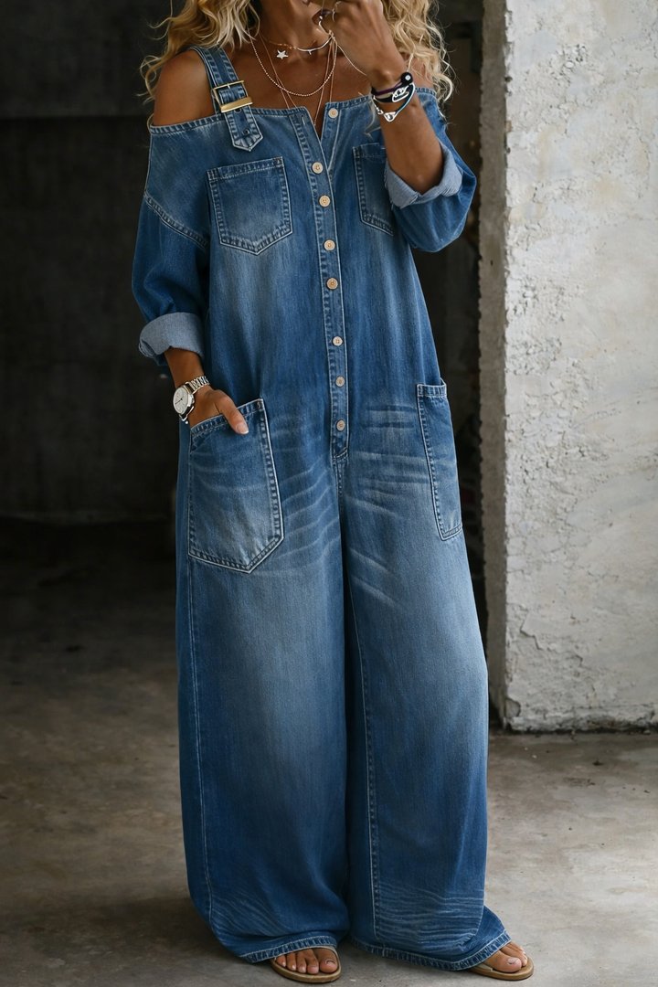 Sophia | Tuta in Denim Off Shoulder