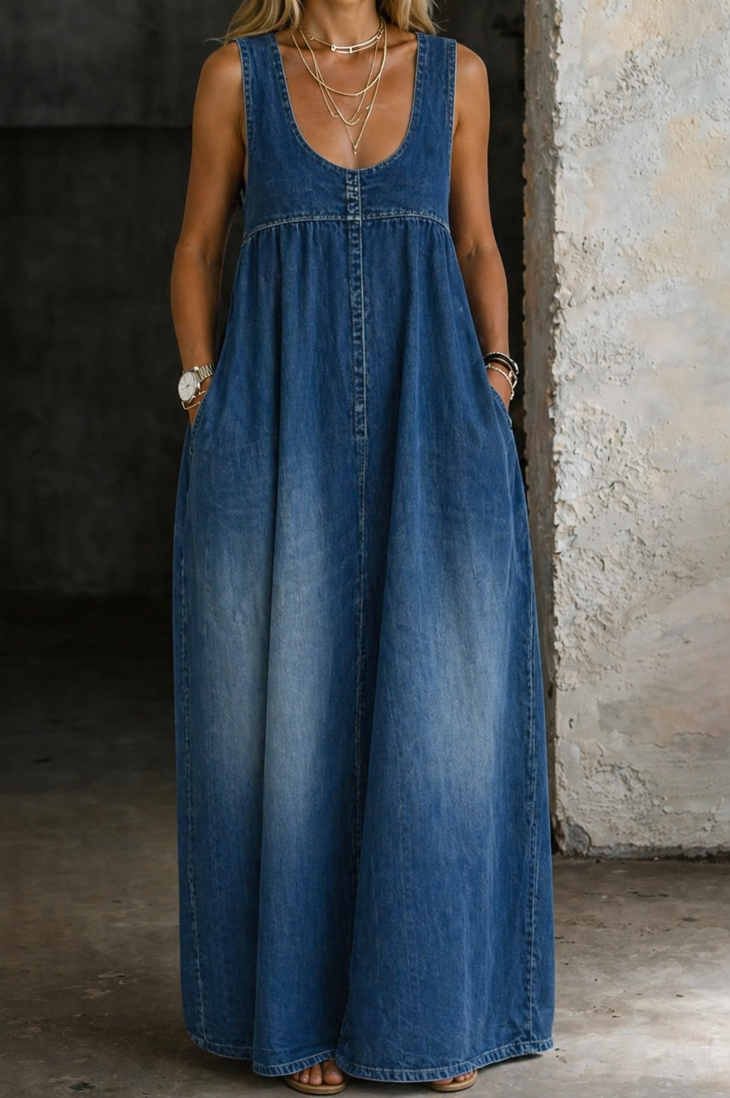 Veronica | Vestito in Denim Largo