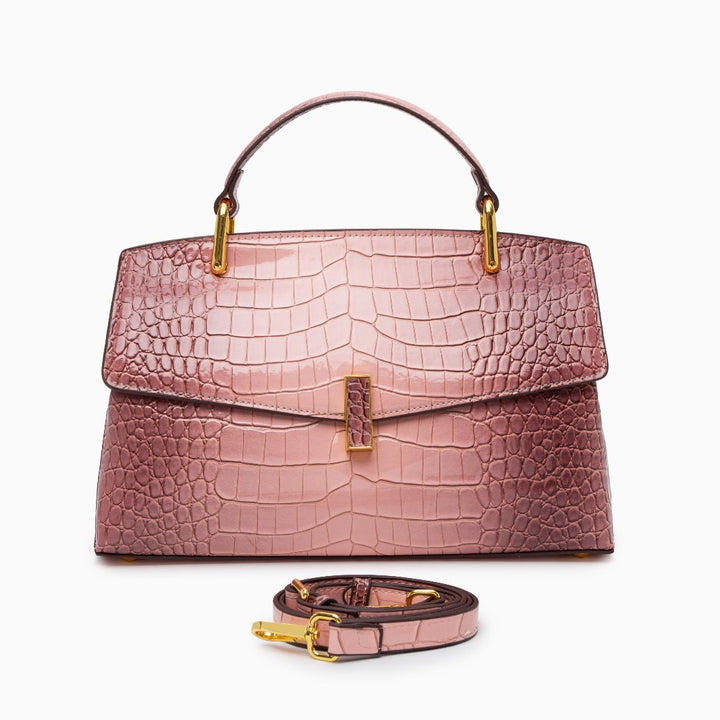 Sylvie · Borsa strutturata effetto coccodrillo lucido