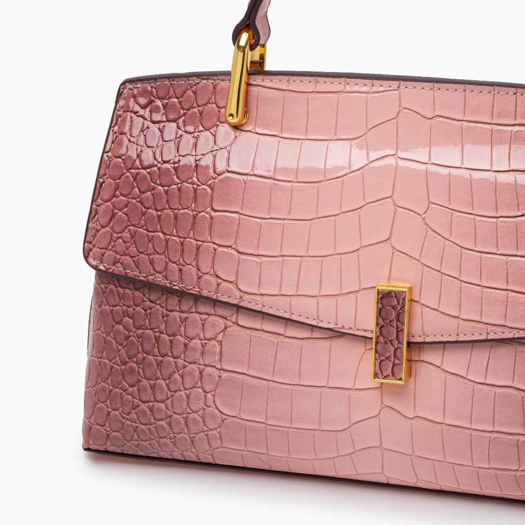 Sylvie · Borsa strutturata effetto coccodrillo lucido