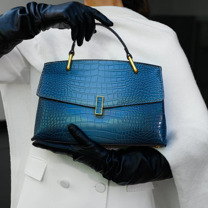 Sylvie · Borsa strutturata effetto coccodrillo lucido