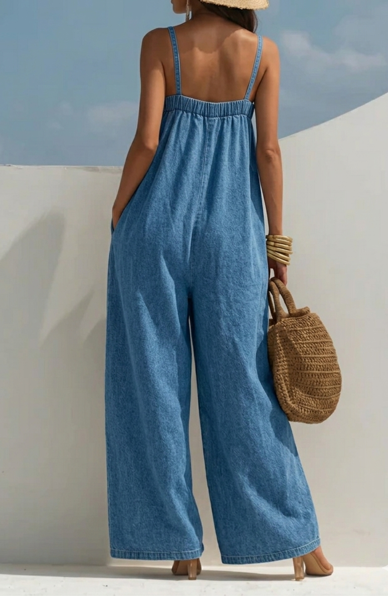 Madison | Salopette in Denim a Gamba Larga