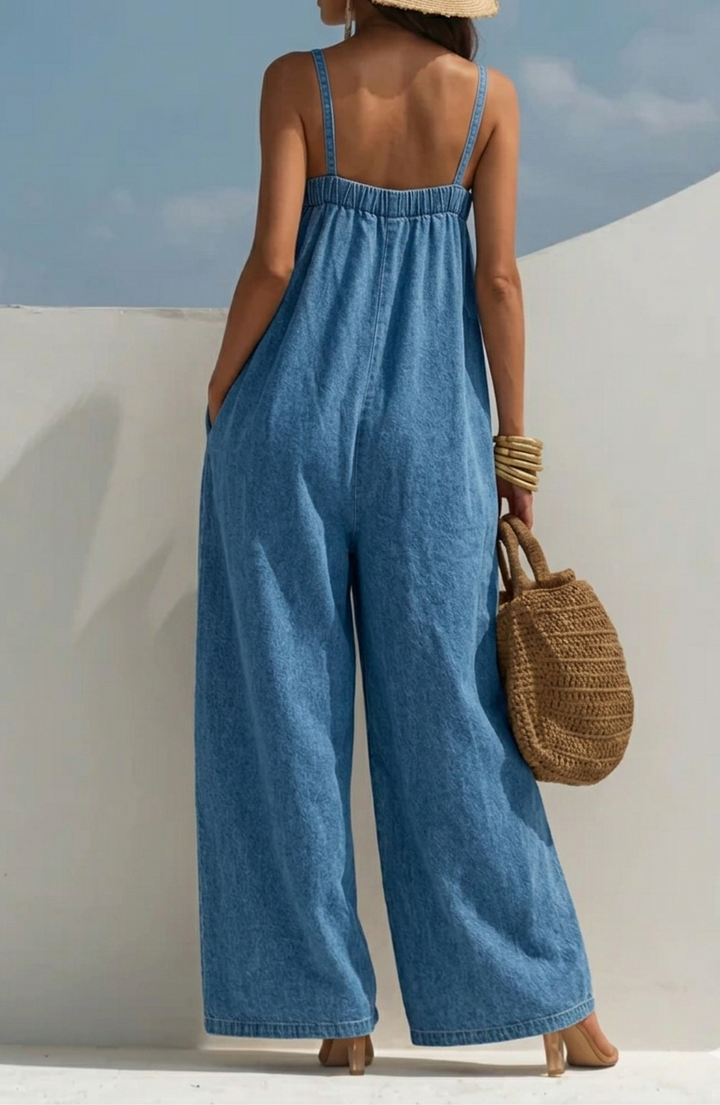 Madison | Salopette in Denim a Gamba Larga