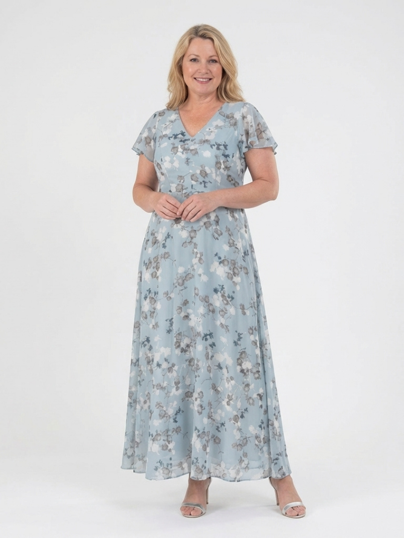 Ismeria | Vestito Maxi in Chiffon Floreale