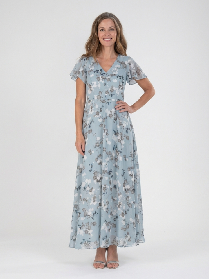 Ismeria | Vestito Maxi in Chiffon Floreale