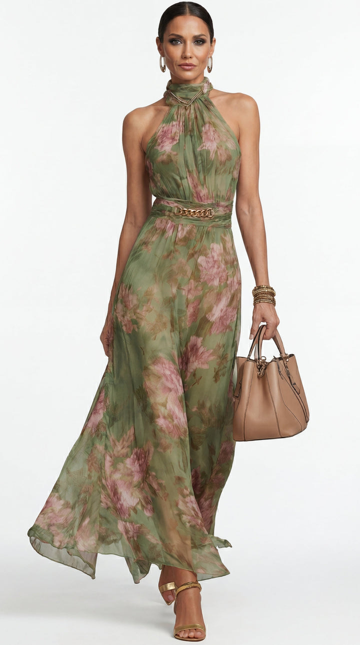 Livia™| Vestito maxi halter floreale elegante