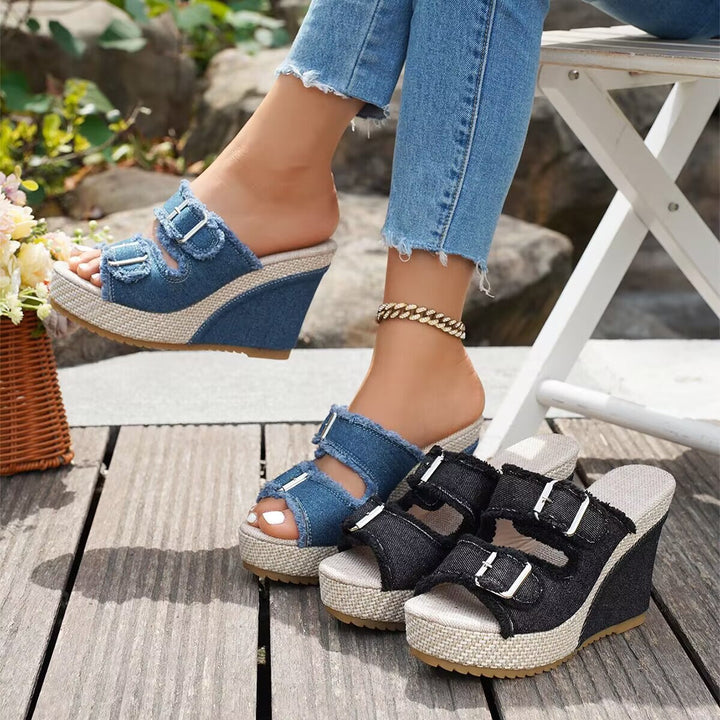 Atelier | Sandali Wedge con Bordo Sfilacciato
