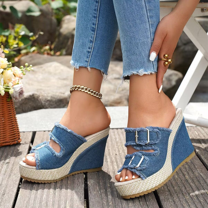 Atelier | Sandali Wedge con Bordo Sfilacciato