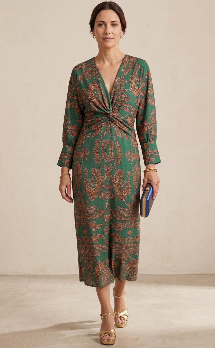 Isadora™ – Abito Midi Elegante con Stampa di Fascino Senza Tempo