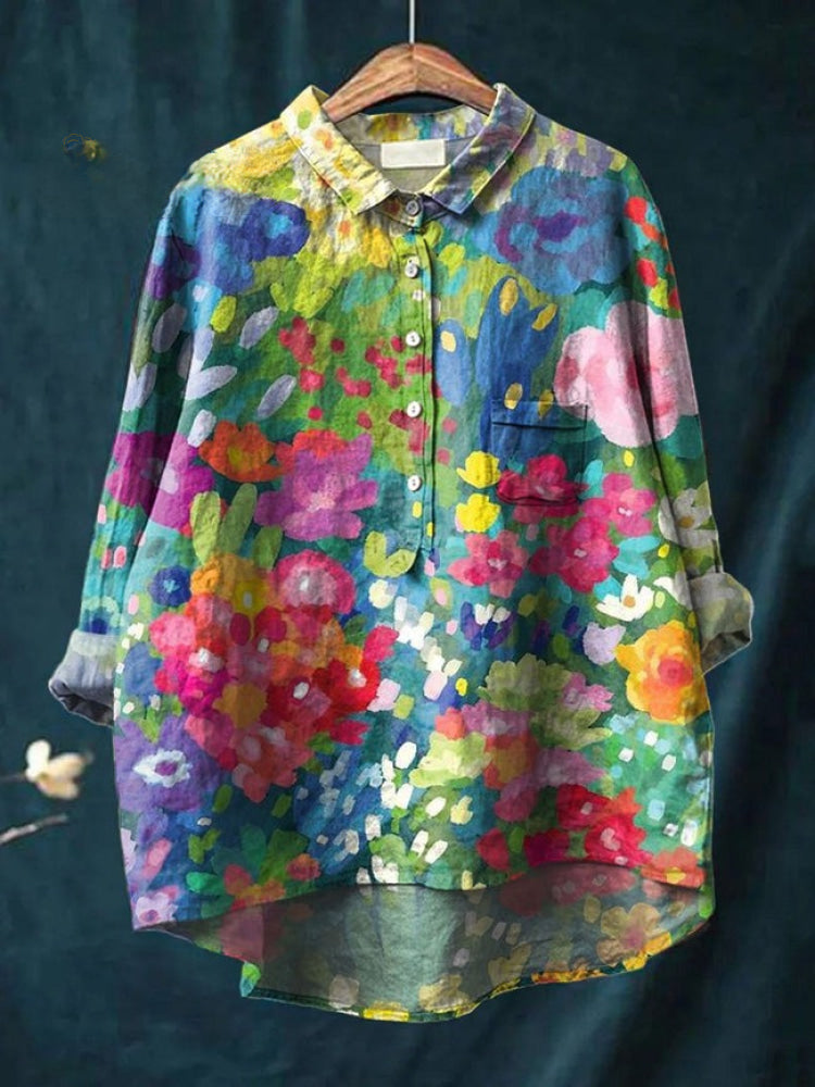 Lina | Camicia Ricamata Floreale Vivace