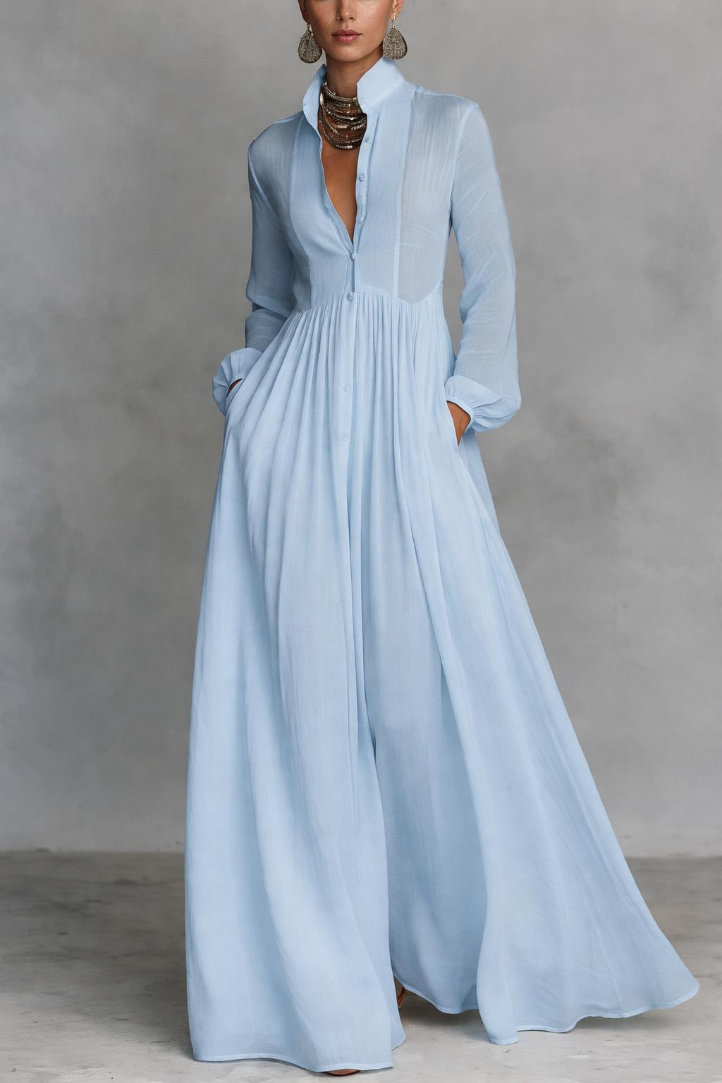 Serena | Abito Maxi con Bottoni Frontali
