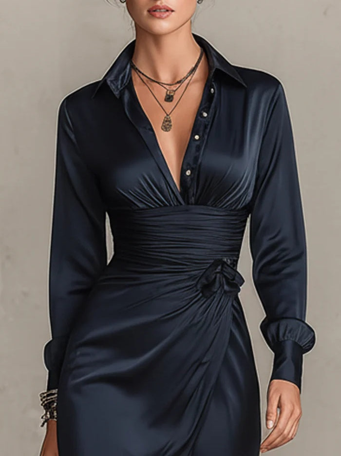 Marielle™ | Vestito mini in satin con dettaglio fiocco