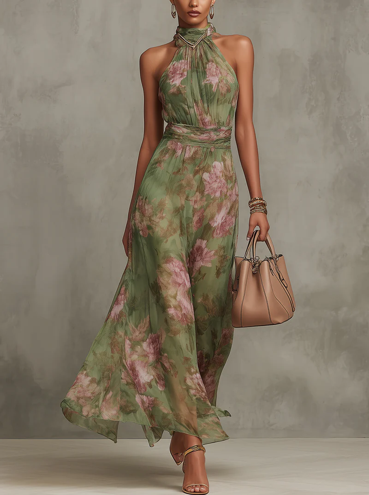 Livia™| Vestito maxi halter floreale elegante