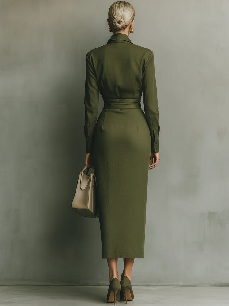 Noëlle™ | Vestito maxi in verde militare