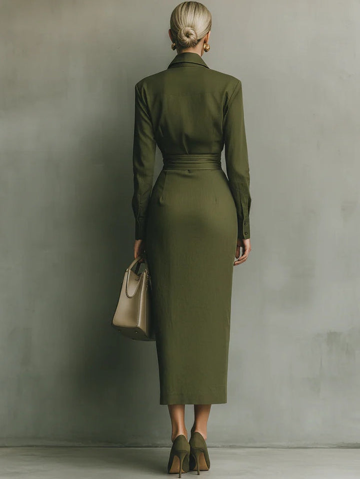Noëlle™ | Vestito maxi in verde militare
