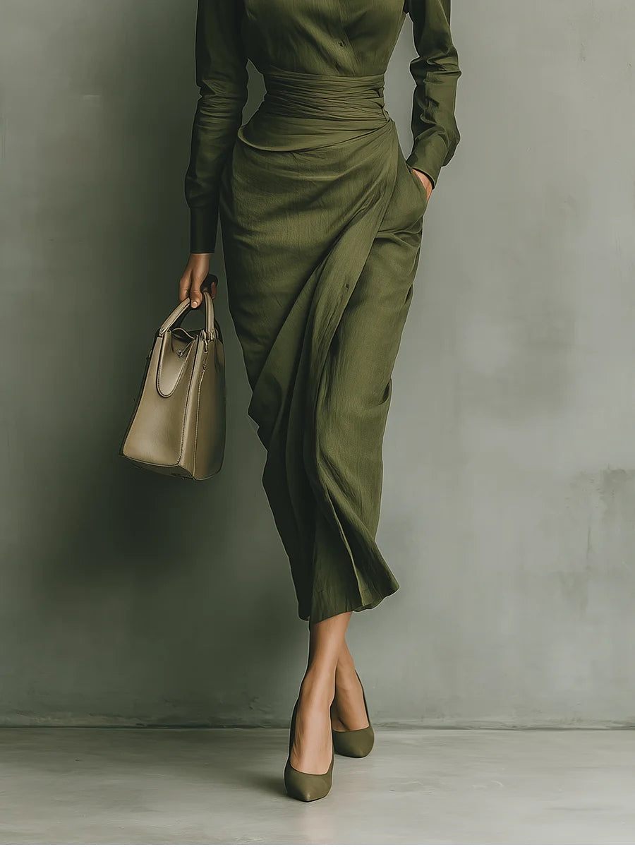 Noëlle™ | Vestito maxi in verde militare