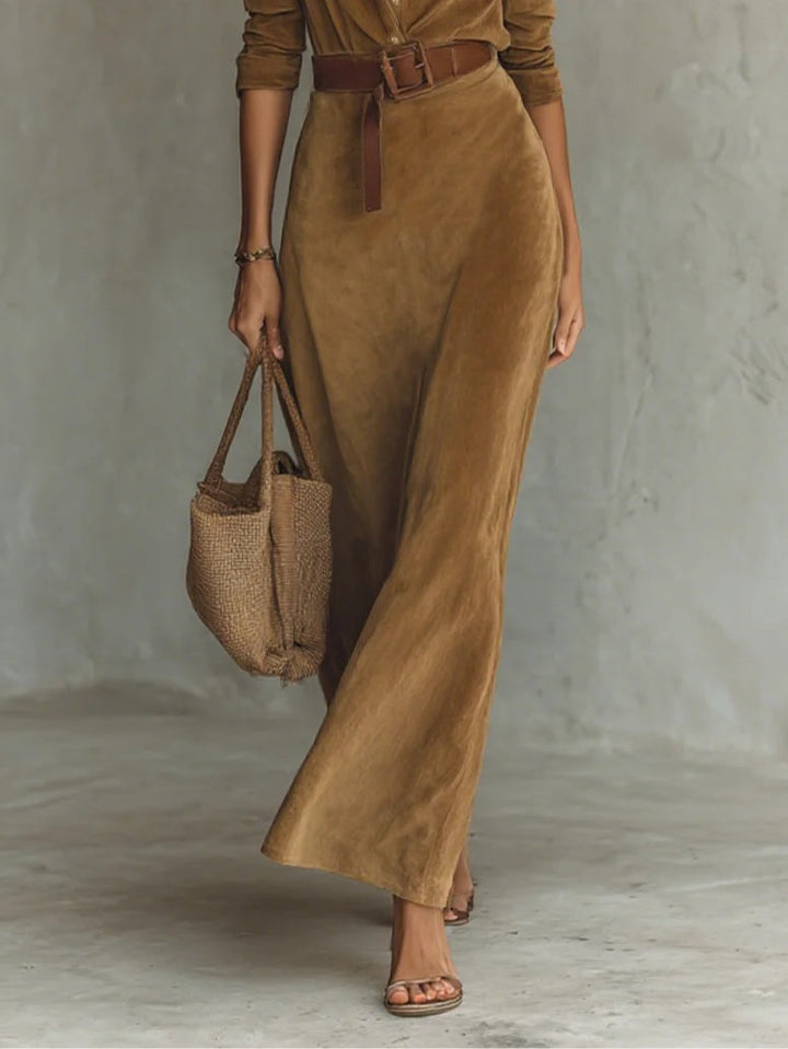 Juline™ | Vestito Maxi in similpelle con colletto