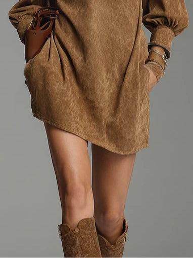 Lucienne™ | Vestito in camoscio oversize con zip
