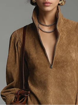 Lucienne™ | Vestito in camoscio oversize con zip