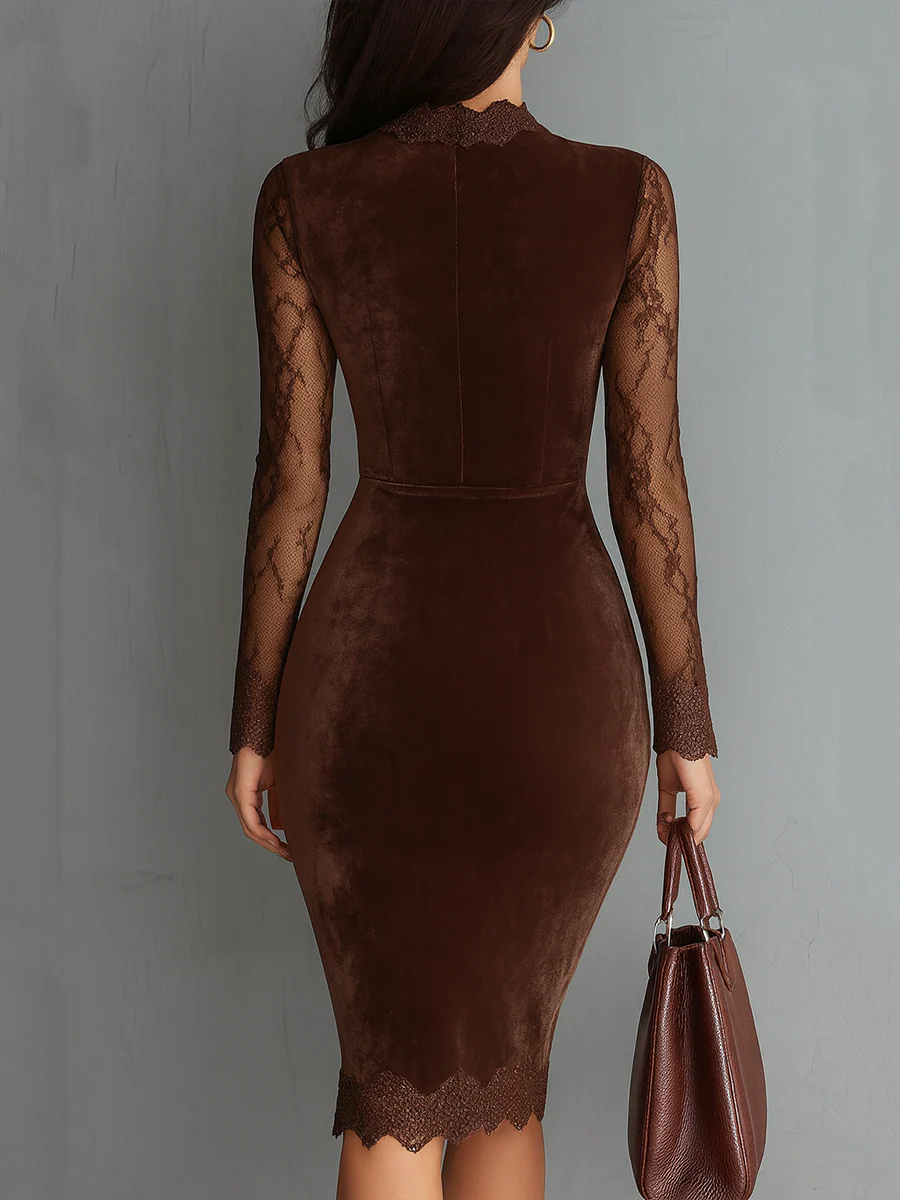Aurélia™ | Minidress in velluto con maniche in pizzo