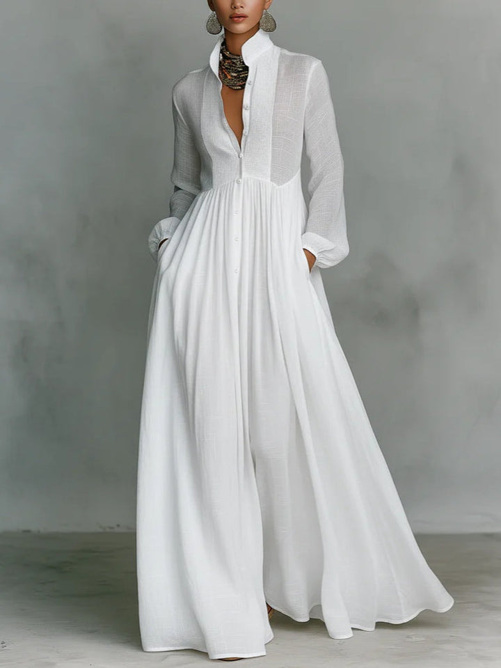 Léonie™ | Vestito maxi minimalista con collo alto