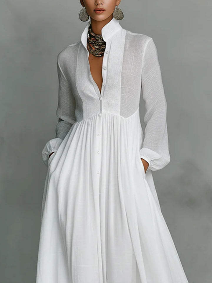 Léonie™ | Vestito maxi minimalista con collo alto
