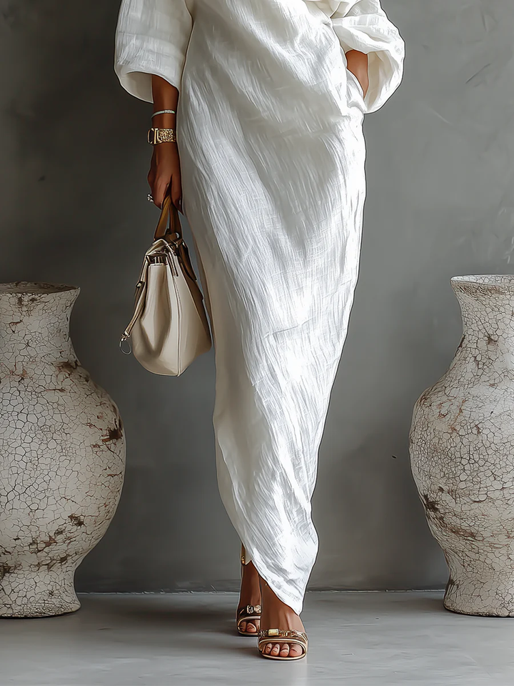 Elise™ | Elegante vestito maxi a spalla unica in bianco