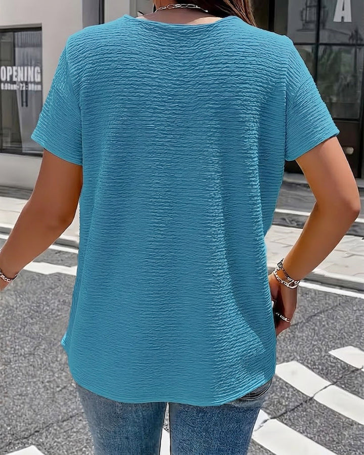 T-shirt Collo Peter Pan con Bottoni