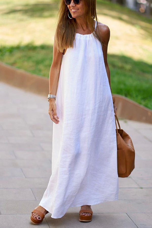 Abito Maxi Halter in Lino Mist Blend