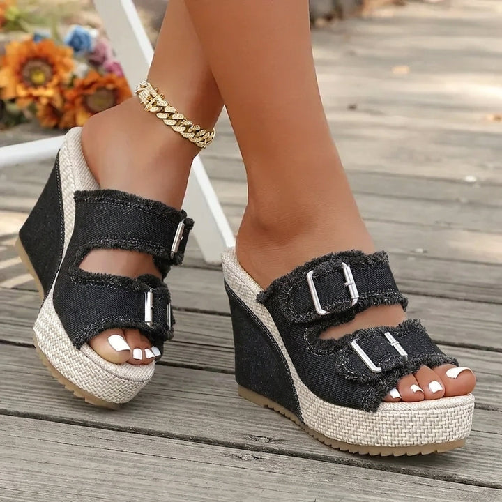 Atelier | Sandali Wedge con Bordo Sfilacciato