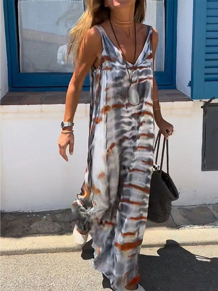 Abbiti  Maxi Cami con Collo a V Tie-Dye