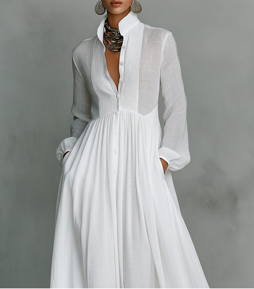 Serena | Abito Maxi con Bottoni Frontali