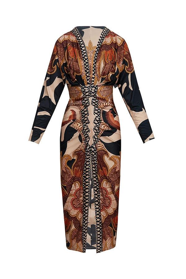 Eva | Vestito Midi Dolman con Stampa Unica Sun Escape
