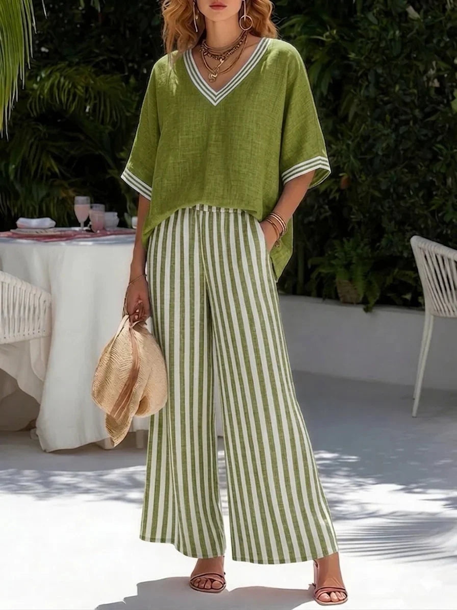 Sienna | Set Due Pezzi in Lino a Righe Relaxed