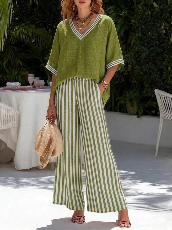 Sienna | Set Due Pezzi in Lino a Righe Relaxed