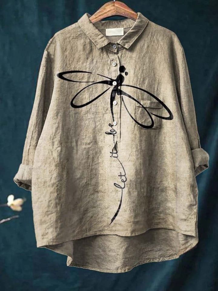 Anaïs | Camicia casual con stampa di libellula elegante da donna
