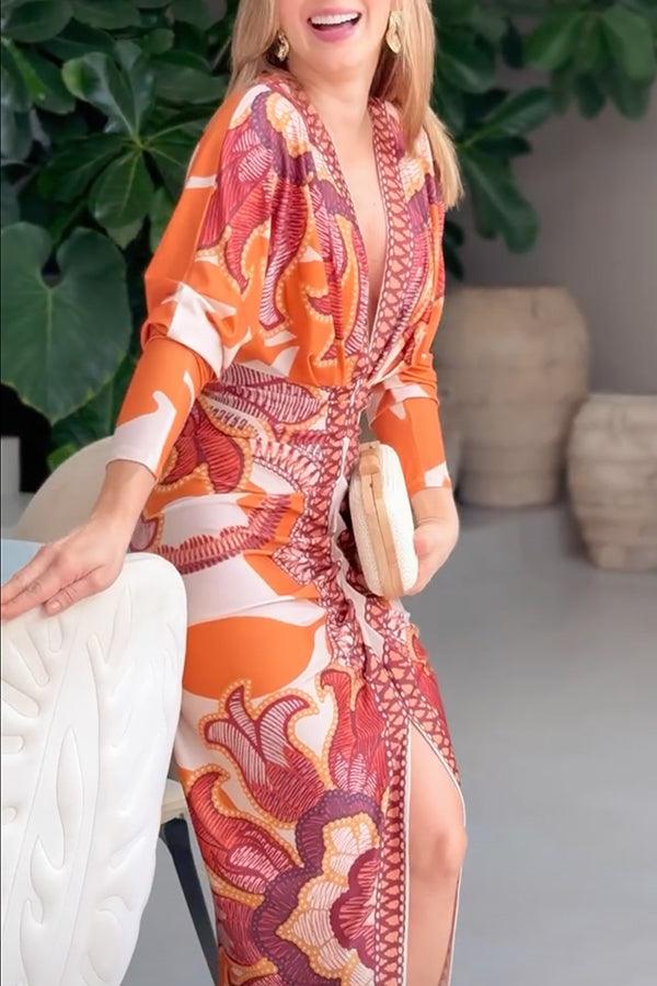 Eva | Vestito Midi Dolman con Stampa Unica Sun Escape