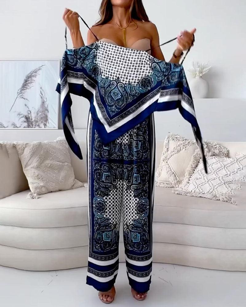 Helen | Set di Vestito Due Pezzi Stile Elegante con Lacci e Pantaloni Pronto per le Vacanze