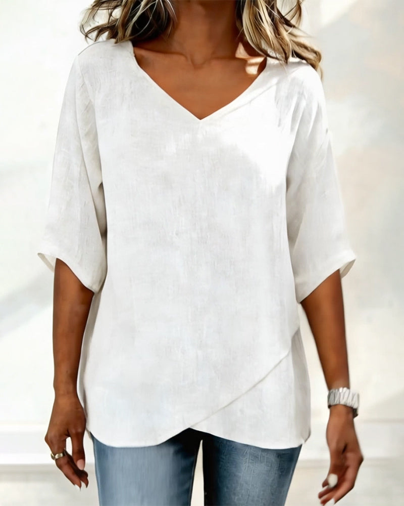 Top Irregolare con Collo a V
