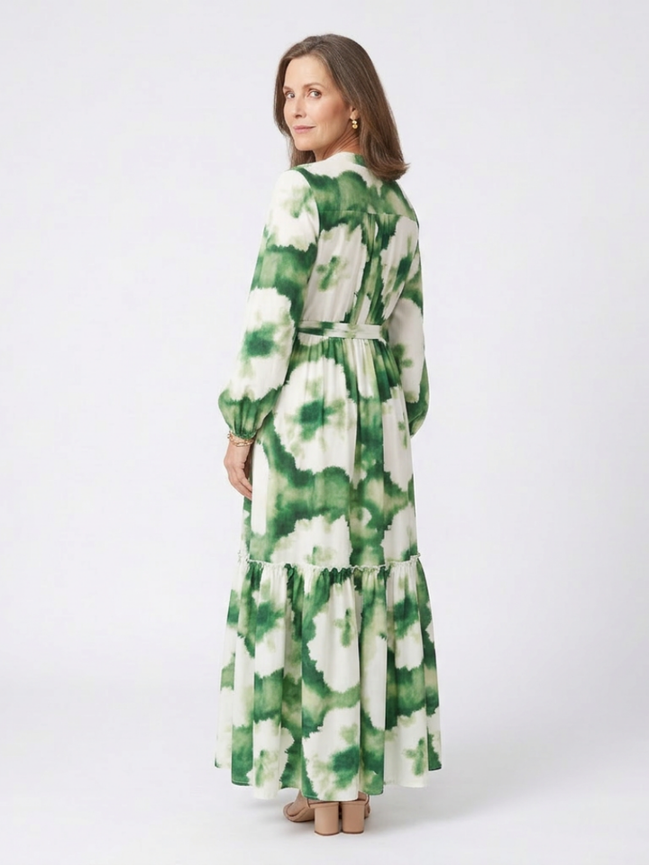 Sabine | Abito Maxi a Maniche Lunghe con Fiocco in Vita