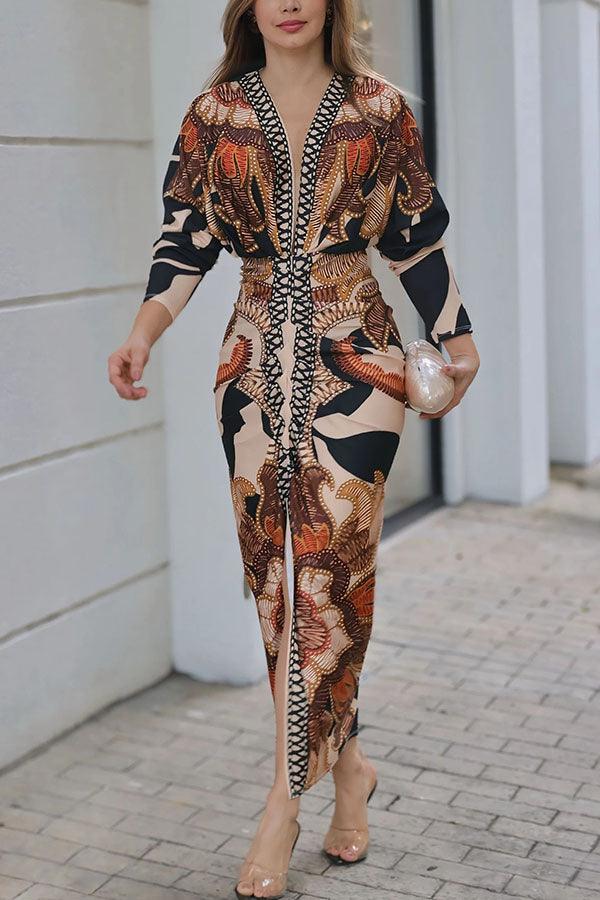 Eva | Vestito Midi Dolman con Stampa Unica Sun Escape