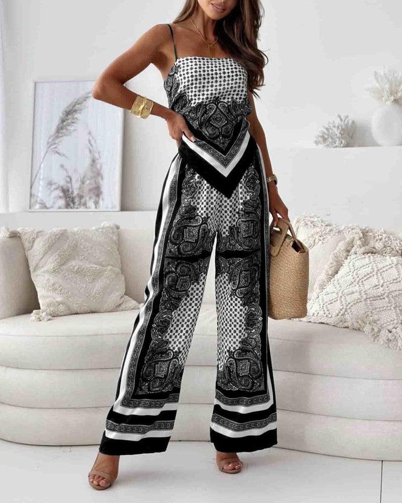 Helen | Set di Vestito Due Pezzi Stile Elegante con Lacci e Pantaloni Pronto per le Vacanze