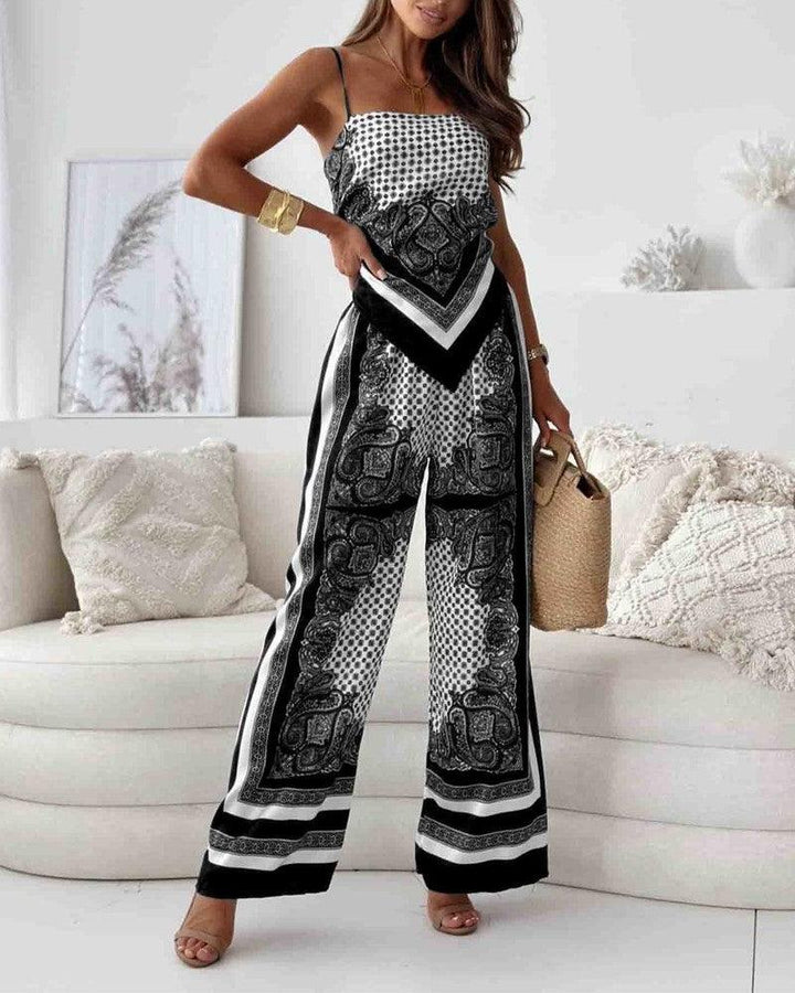 Helen | Set di Vestito Due Pezzi Stile Elegante con Lacci e Pantaloni Pronto per le Vacanze