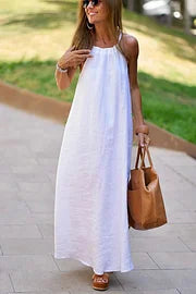 Abito Maxi Halter in Lino Mist Blend