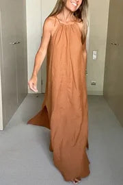 Abito Maxi Halter in Lino Mist Blend