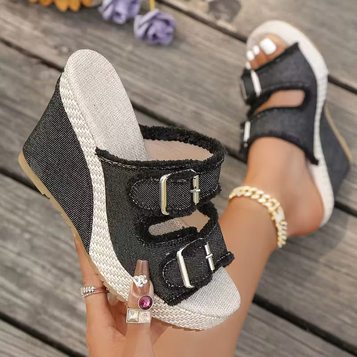 Atelier | Sandali Wedge con Bordo Sfilacciato