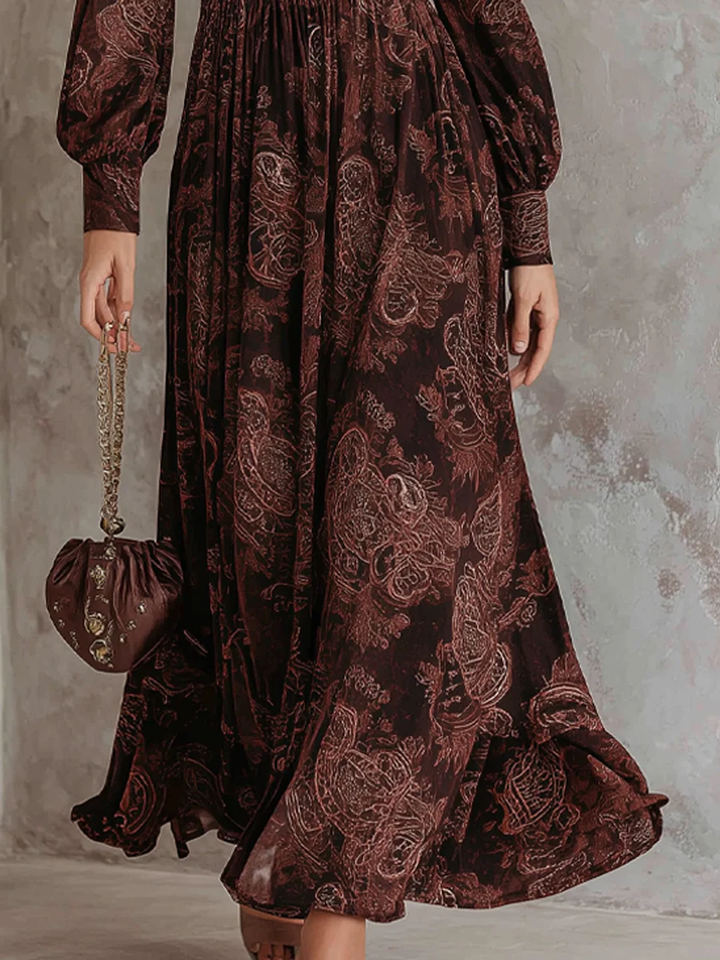 Ariane™ | Vestito maxi con stampa paisley e vita accentuata