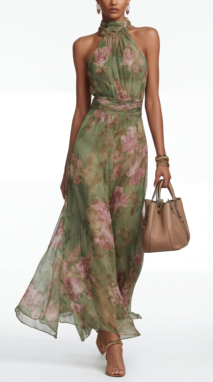 Livia™| Vestito maxi halter floreale elegante