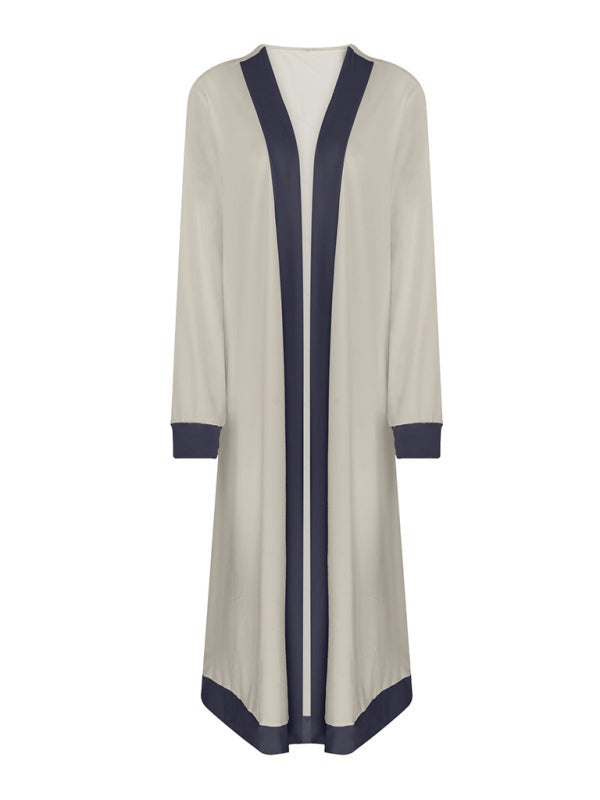 Set di Pantaloni e Giacca Cardigan Senza Maniche di Colore Contrasto