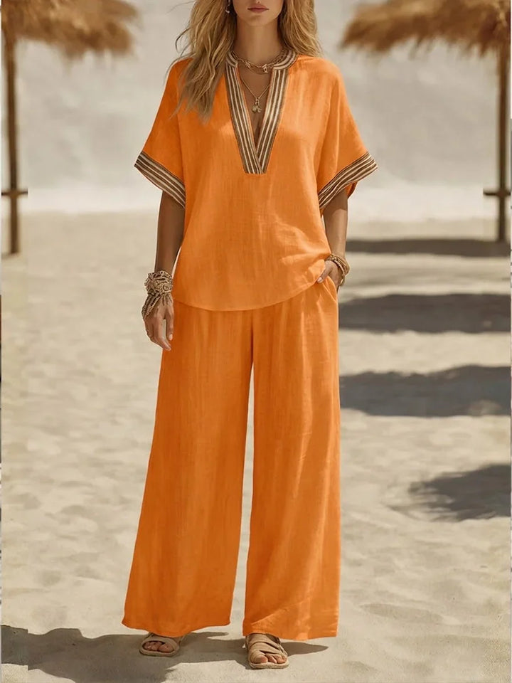 Maribel | Set Due Pezzi in Lino Relaxed con Scollatura a V